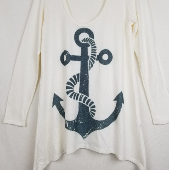 New Go Couture Ivory Anchor Tunic Sweater S - Picture 4 of 12